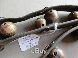 10 Vintage Horse Sleigh Bells, 10 Brass Bells On Leather Harness #chi-00482