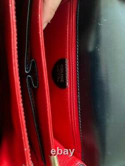 100% Authentic Vintage Celine Black Leather box Shoulder bag with Horse Cartridge