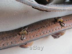 12 Vintage Horse Sleigh Bells 12-unique Brass Bells On Leather Strap #chi-00484
