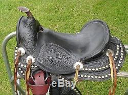 12 Vintage Kids Leather Western Pony/Mini Horse Saddle w Tapaderos & Dots
