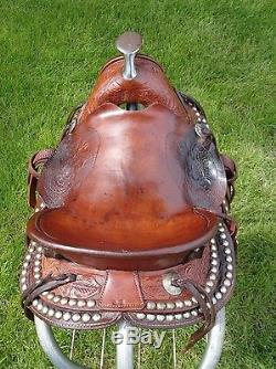 12 Vintage Kids Leather Western Pony/Mini Horse Saddle w Tapaderos & Dots