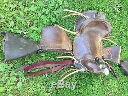 12 Vintage Kids Leather Western Pony Mini Horse Saddle w Tapaderos NICE