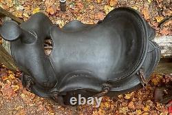 14.5 Vintage Western Black Leather Horse Saddle