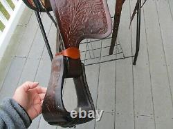 14'' Vintage Big horn Pioneer lady cutter Tooled Western Saddle FQH BARS #P512