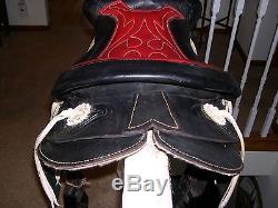 14 Vintage Black Leather Western Horse Saddle Original White Ties & Conchos