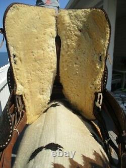14'' Vintage King Brand Big horn Buckstitched Tooled Western Saddle QH BARS