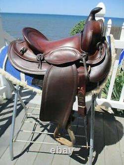 14'' Vintage Western Brown Leather Slick Seat Trail Ranch Saddle Sqh Bars
