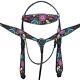 14BH Hilason Western Horse Headstall Breast Collar Set American Leather Black