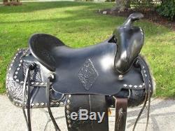 15.5 Vintage Black Leather Western Horse Parade Saddle