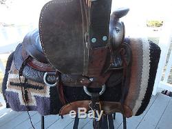 15'' Vintage Big Horn #p506 Western Ranch Trail Leather Horse Saddle Fqhb