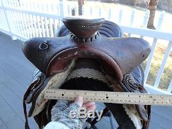 15'' Vintage Big Horn #p506 Western Ranch Trail Leather Horse Saddle Fqhb