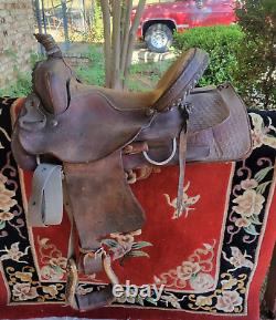 15 Vintage 1960 Western Equitation Saddle Leather Tooling