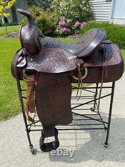 15 Vintage ACORN TOOLED Leather Western Horse Saddle QUALITY