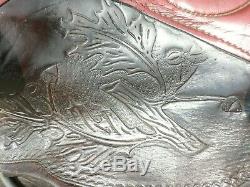 15 Vintage Acorn + Horse Tooled Brown Leather Ranch Trail Western Saddle