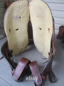 15'' Vintage Brown Leather Floral Tooled Western Trail Saddle Qhbars