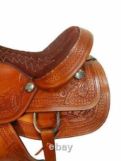 15'' Vintage Hereford Textan Roper Brown Leather Western Tooled Saddle Horse