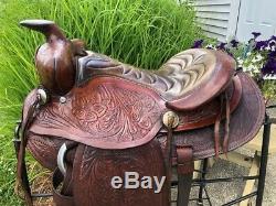 15 Vintage Round Skirt Tooled Western Horse Saddle