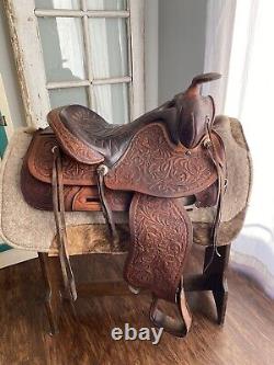 15 Vintage TexTan Hereford Western Equitation Saddle with Floral Leather Tooling