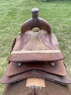 15 Vintage Triangle T Brand Cowboy Roping Roper Leather Horse Saddle SQHB