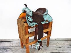 16 Antiqued Vintage Floral Western Rough Out Horse Leather Trail Racer Saddle