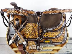 16 VINTAGE STYLE LEATHER WESTERN HORSE COWBOY TRAIL SADDLE BREAST COLLAR TACK