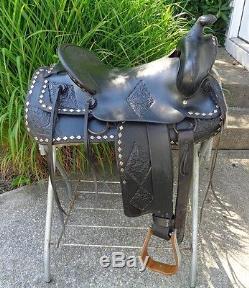 16 Vintage Black Leather Western Horse Parade Saddle