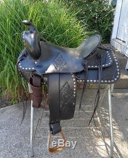16 Vintage Black Leather Western Horse Parade Saddle