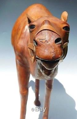 18 Moroccan Leather Camel Model/Figurine/Sculpture/Statue Desert Horse Vintage