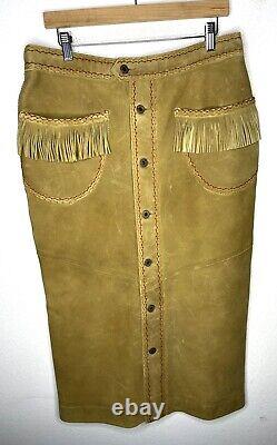$1900 RRL Ralph Lauren 4 Large Skirt Leather Southwestern Ranch Rodeo Fringe VTG