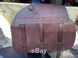 1917 Vintage Western THROW OVER Leather SADDLE BAGS Cowboy Pony Horse