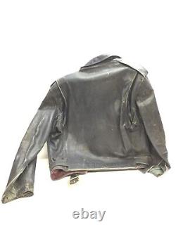 1930s 40s Kit Carson Horse Hide Black Leather Motorcycle Jacket Worn Cross Cntry