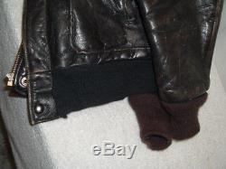 1940-50's Front Quarter Horse Hide Brown Leather Motorcycle Jacket Men's Small