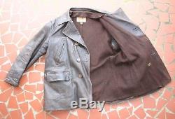 1940's DOUBLE BREASTED HERCULES FULL LENGTH LEATHER HORSE HIDE COAT JACKET