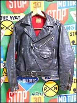 1940's KURLAND Vintage Horse Hide Leather Double Riders Jacket Made in USA Y14B
