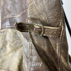 1940s Horsehide Jacket Womens XS Brown Leather Wool Lining Half Belt Rockabilly