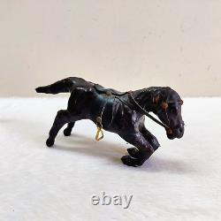 1940s Vintage Old Handmade Leather Horse Figurine Decorative Kids Props Leth6