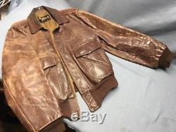 1950'S Oakbrook Sportswear Horse Hide Brown Leather Bomber Jacket Sears