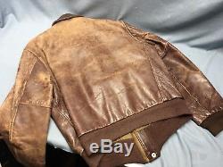 1950'S Oakbrook Sportswear Horse Hide Brown Leather Bomber Jacket Sears