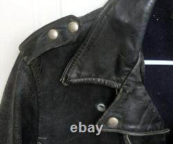 1950s Horse Hide Black Leather Biker / Police Jacket Men's XS / S, Vintage