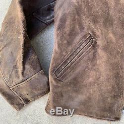1950s Vintage Cafe Motorcycle Horse Hide Brown Leather Jacket 50s Patina