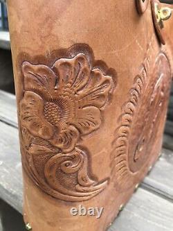 1960s Wester Ranch BOHO PURSE Leather Bag HAND TOOLED HORSE Butterfly Flowers