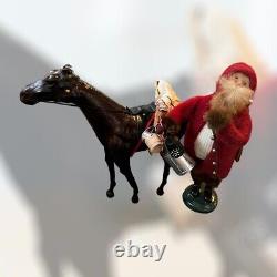 1998 Vintage Byers Choice Leather Horse And Santa