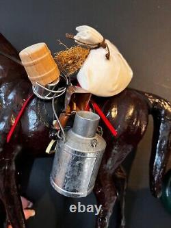1998 Vintage Byers Choice Leather Horse And Santa