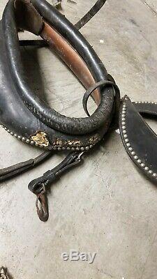 2 Lot Vintage Western Horse Bridle Black Leather Studded