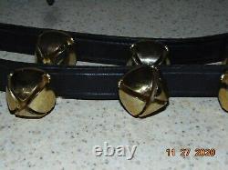 20 Vintage Brass Sleigh Bells Leather Horse Strap Jingle Bell String, over 6 ft