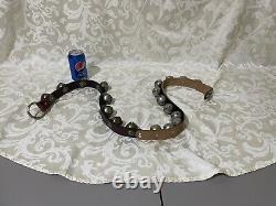 20 Vintage Christmas Sleigh 1 1/2' Dia. Bells Leather Horse Belt Antique 53