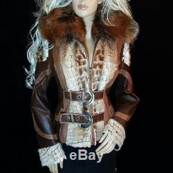 $2000leather Renditionsmbrown Leather Pony/horse Hair Fox Fur Coat Jacket