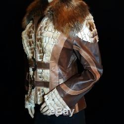 $2000leather Renditionsmbrown Leather Pony/horse Hair Fox Fur Coat Jacket