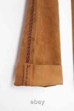 2003 Vintage DOLCE GABBANA Western Pants Trousers Leather Suede Brown Size US 8