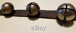 25 Graduated ANTIQUE Brass Sleigh Bell Horse Harness VINTAGE Leather 89 Texas